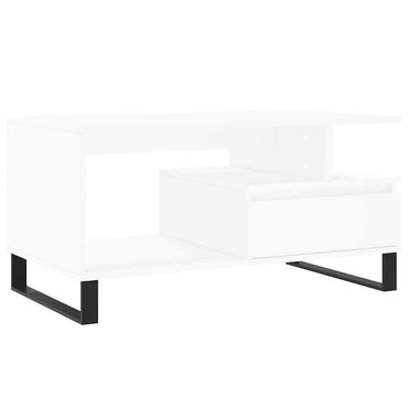 vidaXL Table basse blanche 90x49x45 cm en bois d'ingénierie