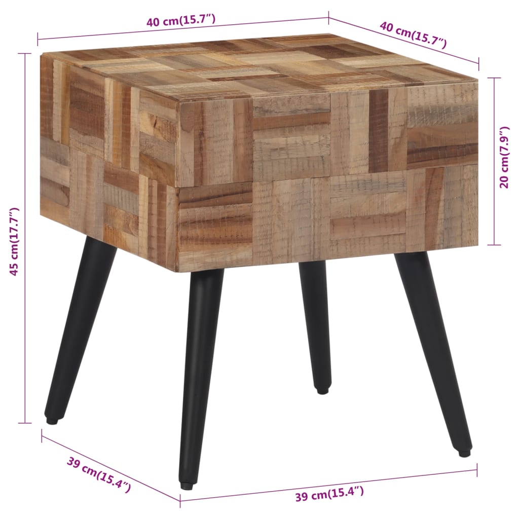 vidaXL Beistelltisch 40x40x45 cm Recyceltes Massivholz Teak