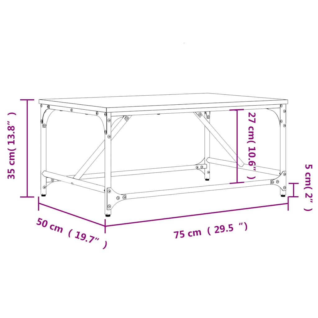 vidaXL Table basse chêne Sonoma 75x50x35 cm bois d'ingénierie