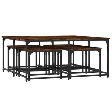 vidaXL Tables gigognes 5 pcs chêne fumé Bois d'ingénierie
