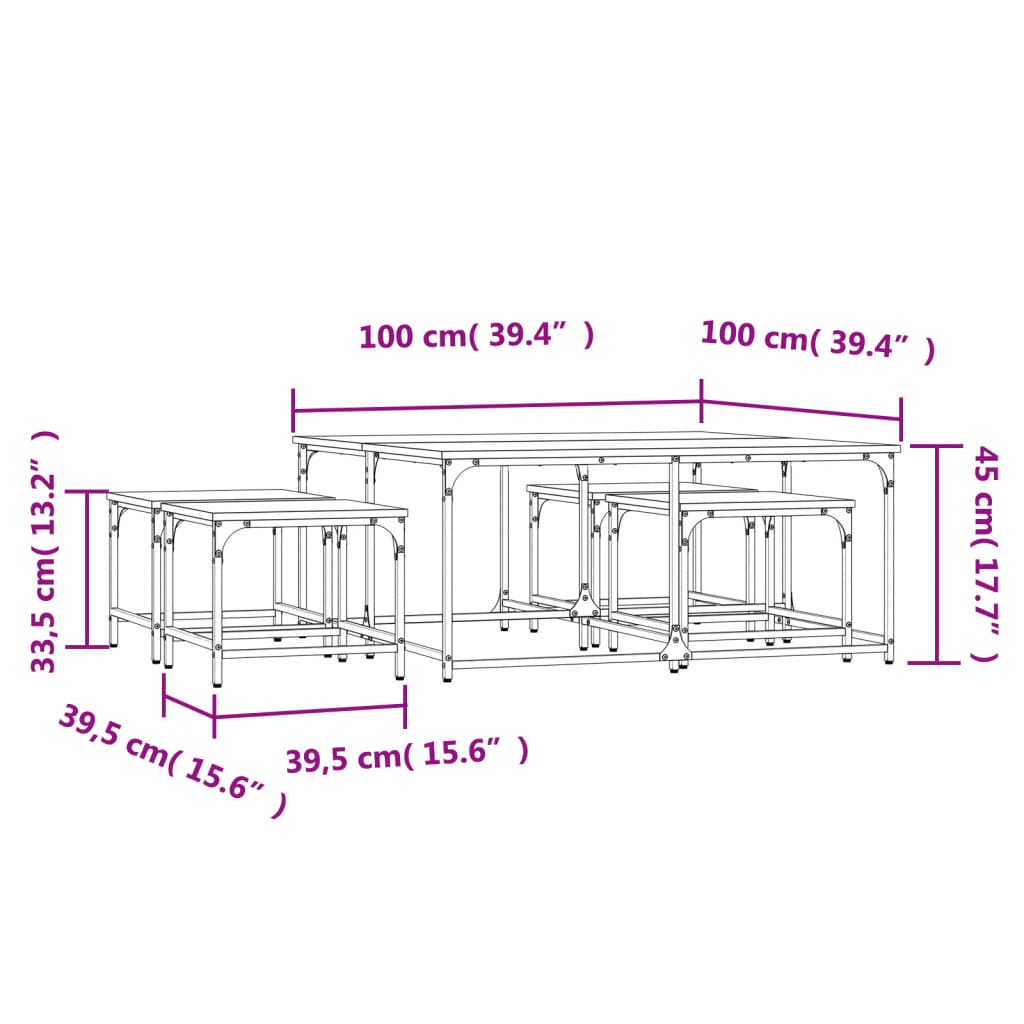 vidaXL Satztische 5 Stk. Braun Eichen-Optik Holzwerkstoff