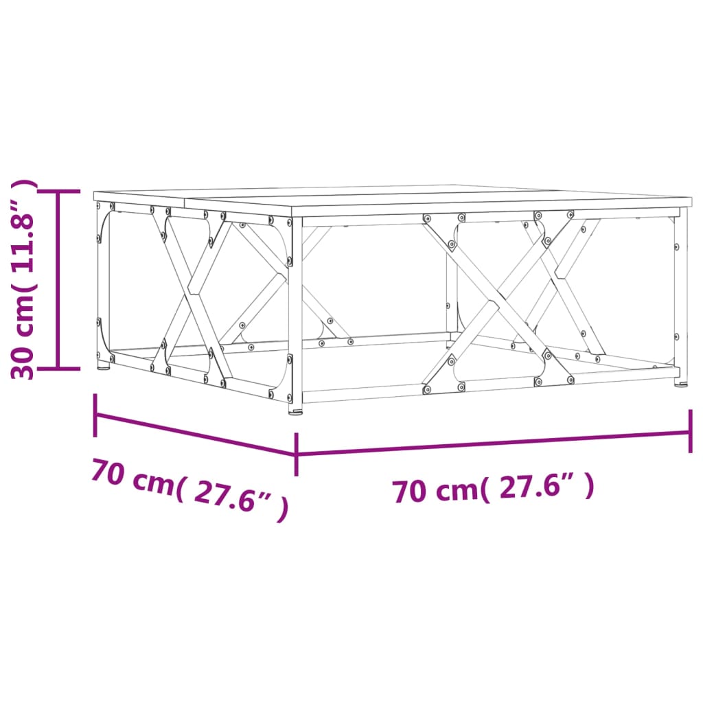 vidaXL Couchtisch Räuchereiche 70x70x30 cm Holzwerkstoff