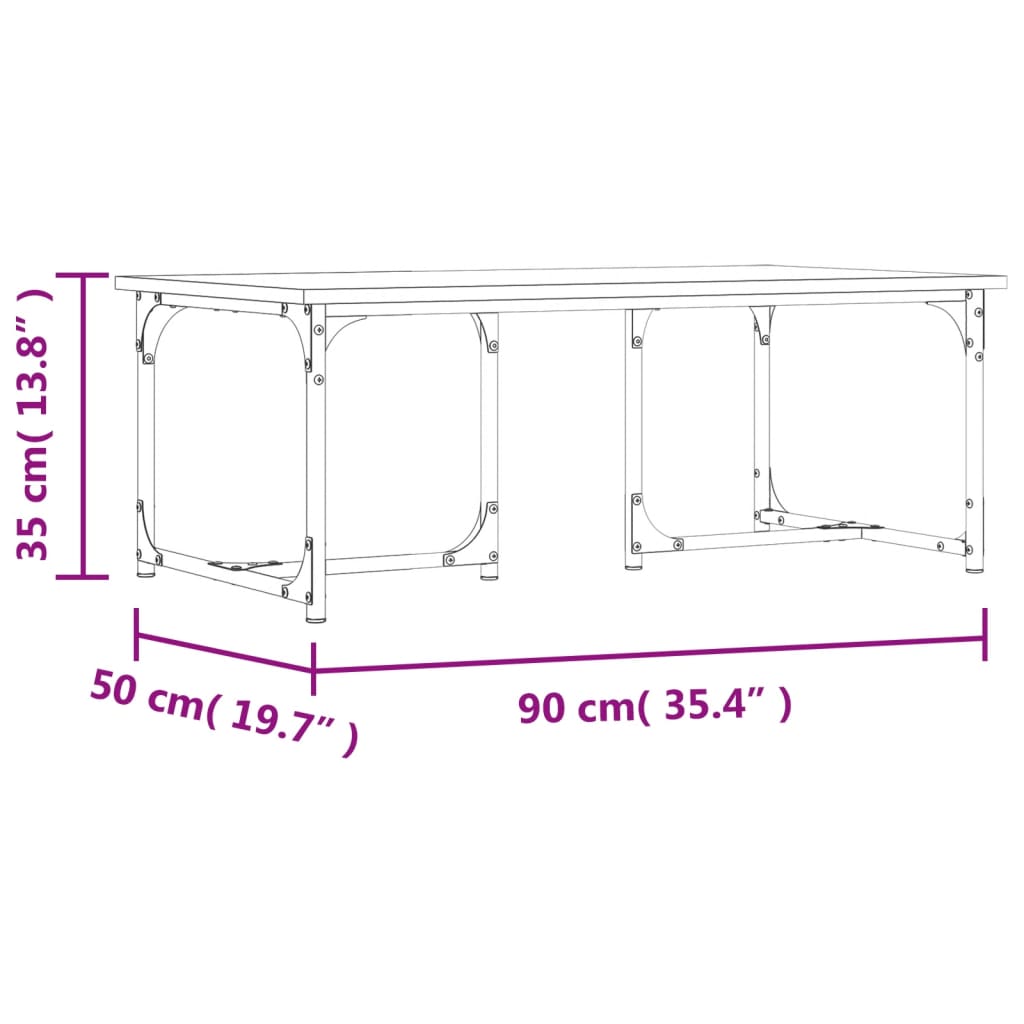 vidaXL Couchtisch Grau Sonoma 90x50x35 cm Holzwerkstoff