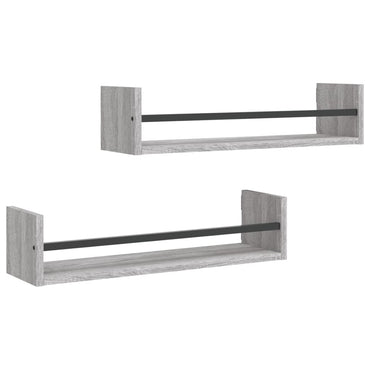 vidaXL Étagères murales avec tringles 2 pcs Gris Sonoma 60x16x14 cm
