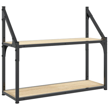 vidaXL 2-stöckiges Wandregal Sonoma-Eiche 60 x 21 x 51 cm Holzwerkstoff