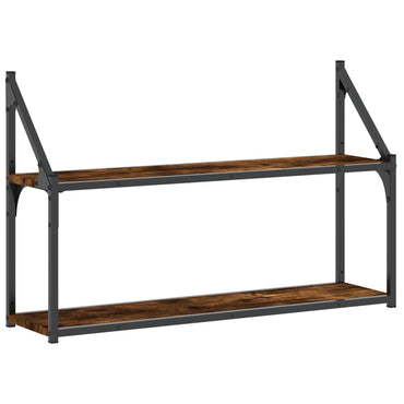 vidaXL Wandregal 2 Fächer Räuchereiche 80x21x51 cm Holzwerkstoff