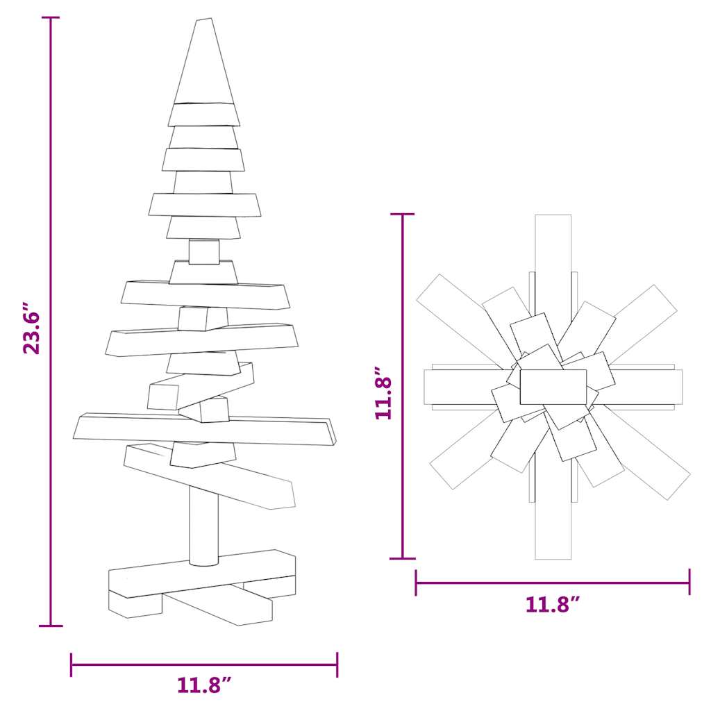 vidaXL Weihnachtsbaum Holz zum Schmücken 60 cm Massivholz Kiefer