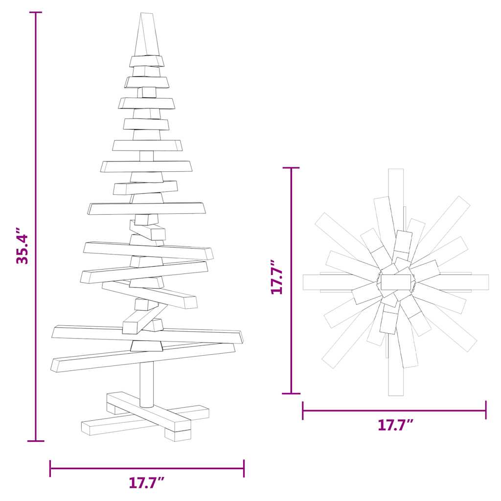 vidaXL Weihnachtsbaum Holz zum Schmücken 90 cm Massivholz Kiefer