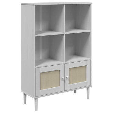 vidaXL Bücherschrank SENJA Rattan-Look Weiß 90x35x130 cm Kiefernholz