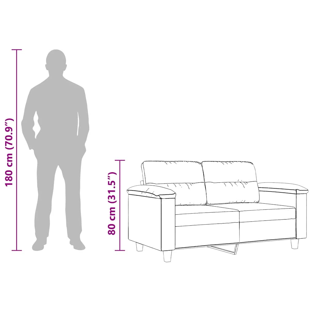 2-Sitzer-Sofa Hellgrau 120 cm Mikrofasergewebe