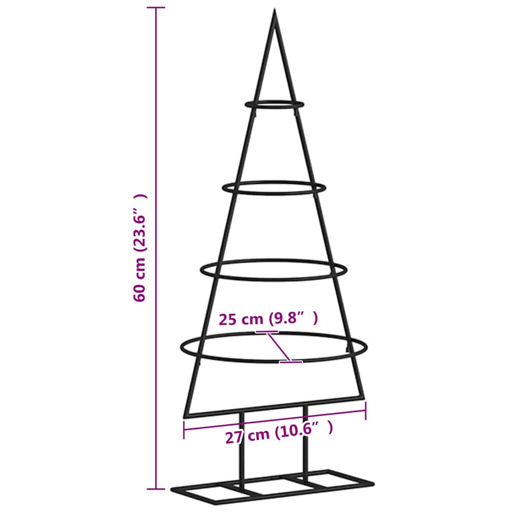 vidaXL Metall-Weihnachtsbaum Deko Schwarz 60 cm