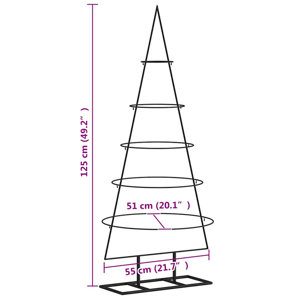 vidaXL Sapin de Noël métallique pour décorations Noir 125 cm