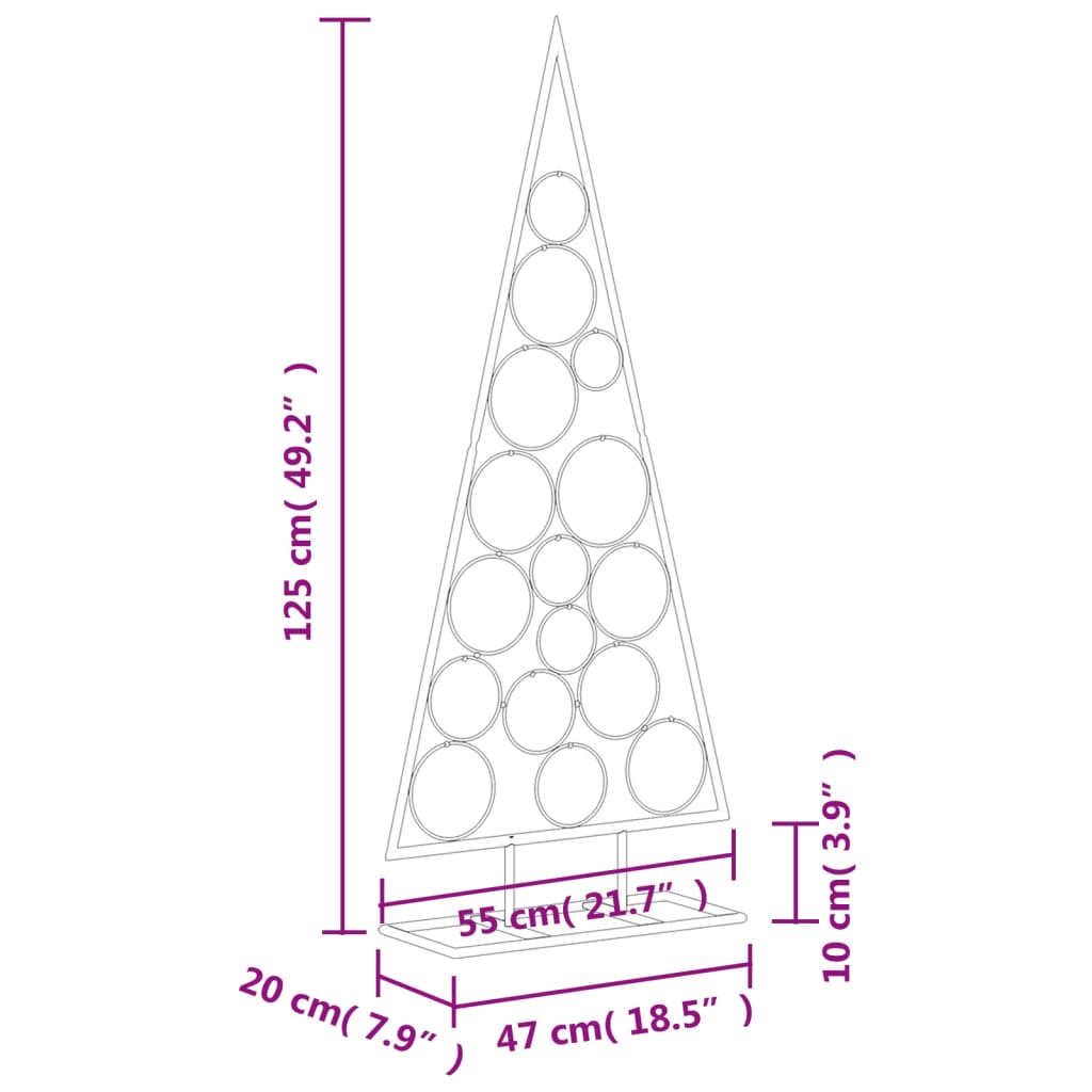 vidaXL Sapin de Noël métallique pour décorations Noir 125 cm