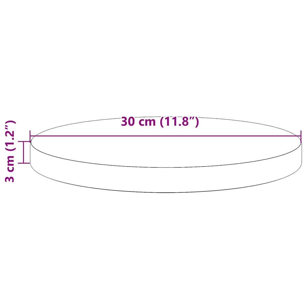Tischplatte Rund Weiß Ø30x3 cm Massivholz Kiefer