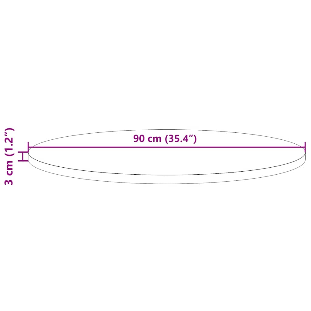 vidaXL Plateau de table rond Blanc Ø90x3 cm Bois de pin massif
