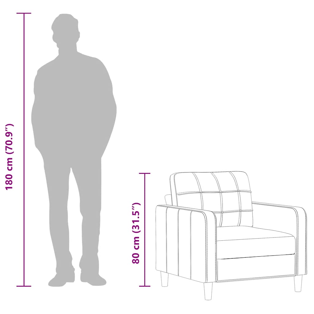 Sofasessel Hellgrau 60 cm Stoff