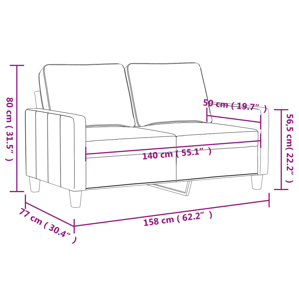 vidaXL 2-Sitzer-Sofa Creme 140 cm Kunstleder