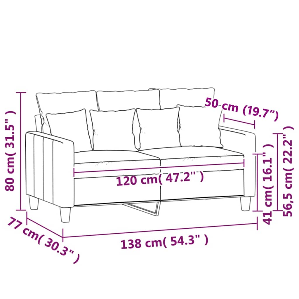 2-Sitzer-Sofa Braun 120 cm Samt