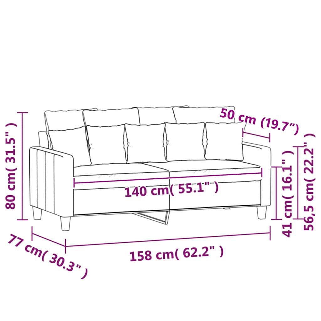 2-Sitzer-Sofa Rosa 140 cm Samt