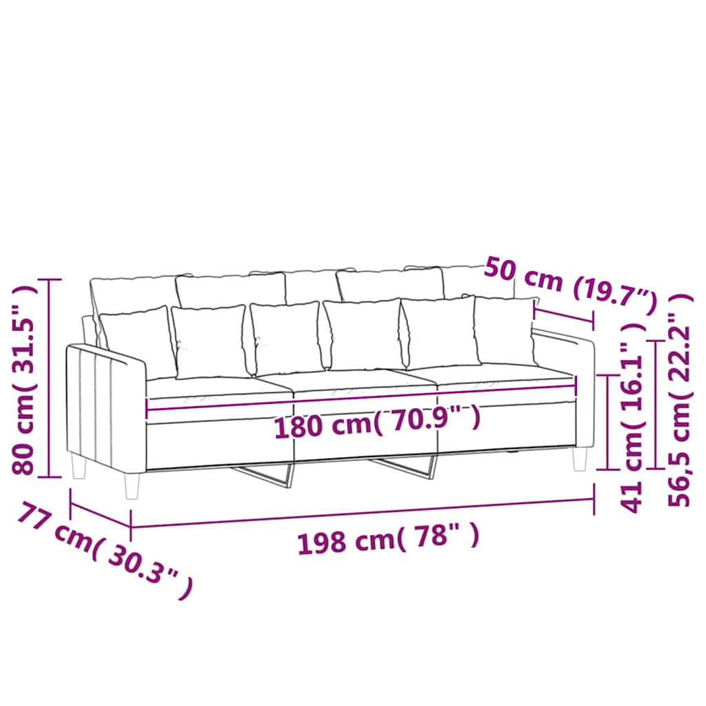 vidaXL 3-Sitzer-Sofa Dunkelgrün 180 cm Samt