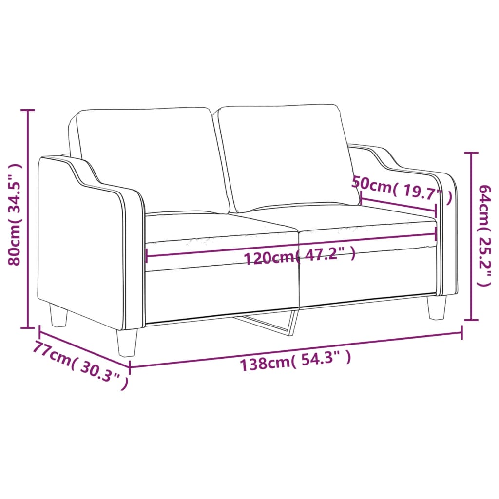 2-Sitzer-Sofa Taupe 120 cm Stoff
