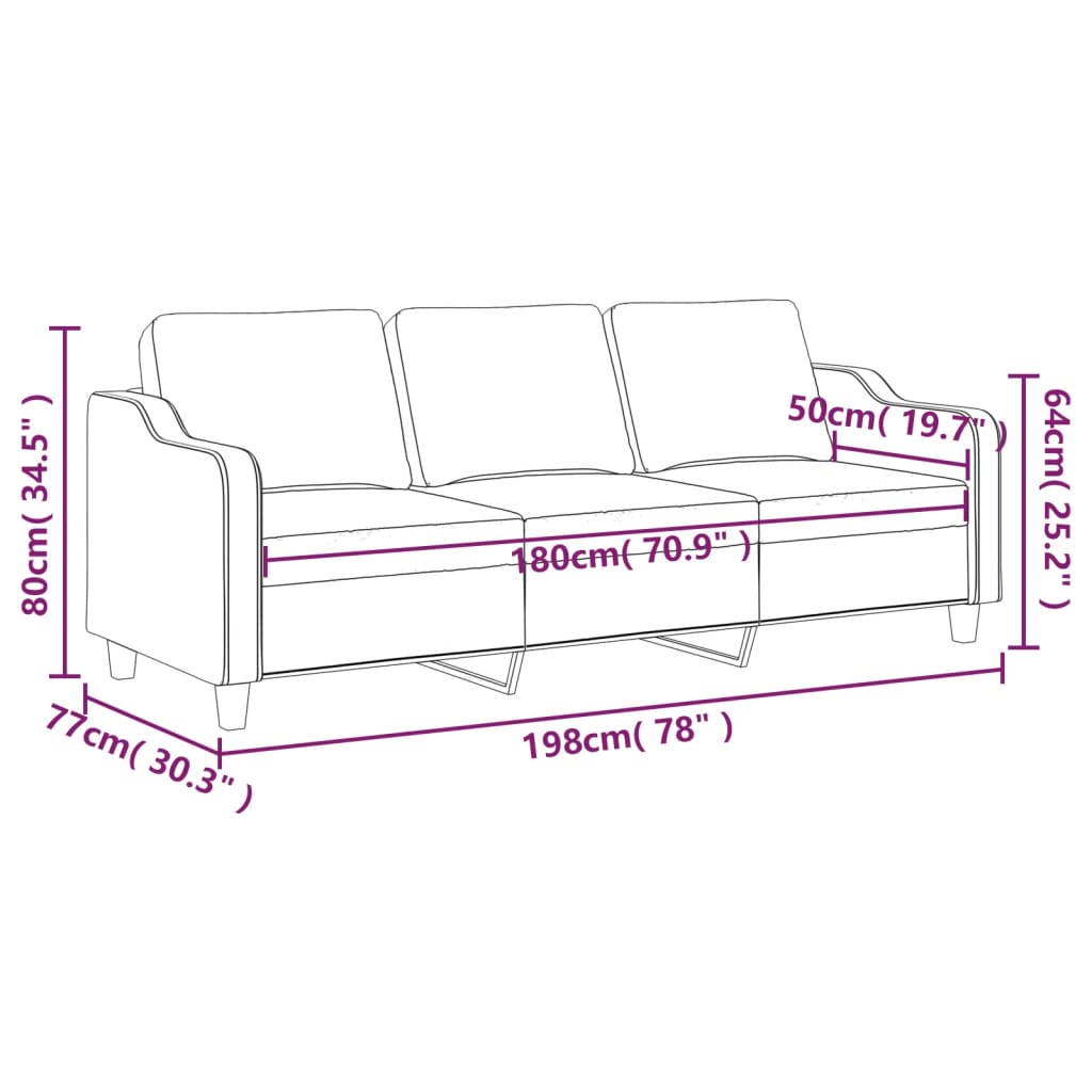 vidaXL 3-Sitzer-Sofa Taupe 180 cm Stoff