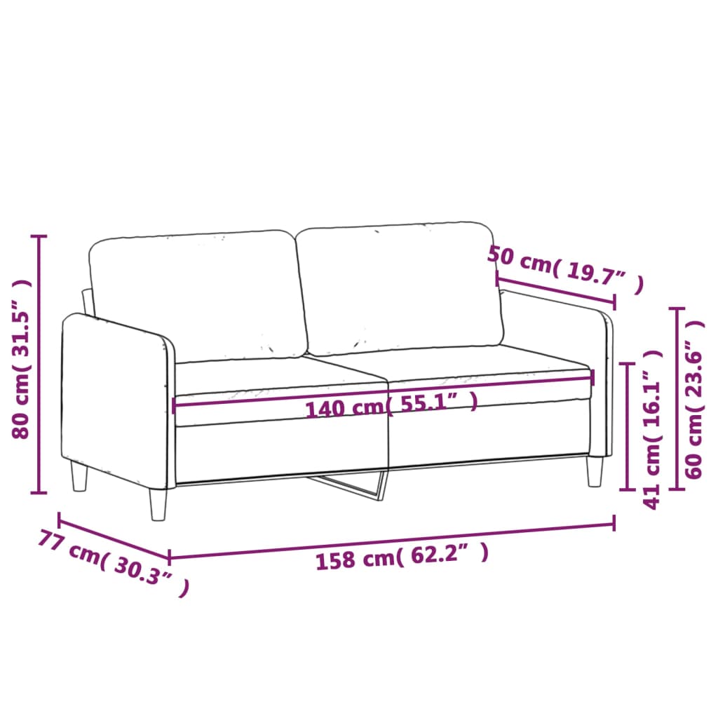 2-Sitzer-Sofa Rosa 140 cm Samt