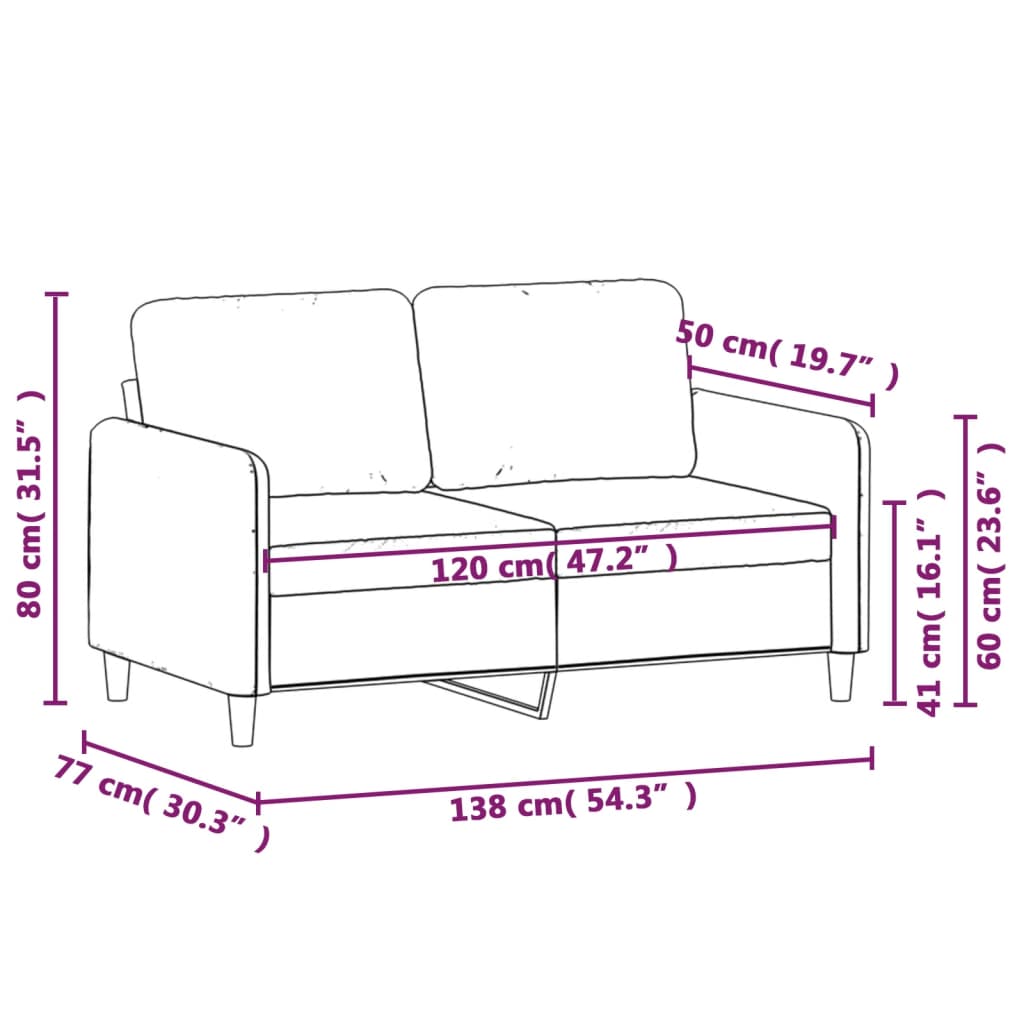 vidaXL 2-Sitzer-Sofa Schwarz 120 cm Stoff