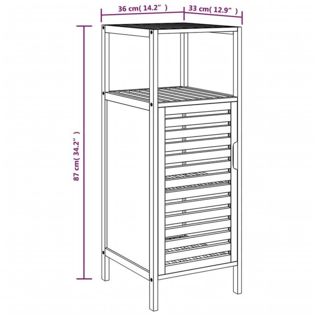 vidaXL Meuble de salle de bain avec étagère 36x33x87 cm bambou
