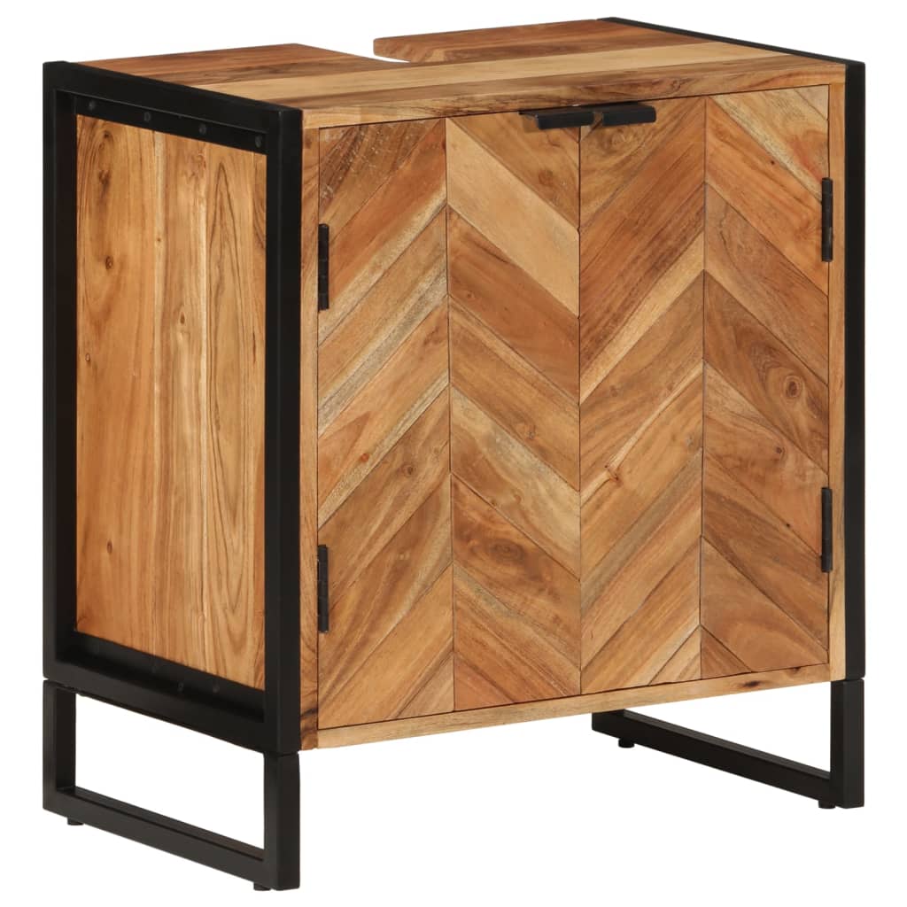 vidaXL Meuble de salle de bain 55x35x60 cm Bois d'acacia massif et fer