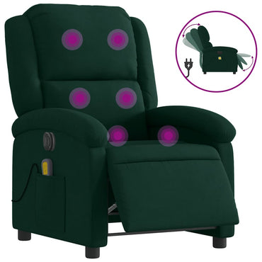 vidaXL Massagesessel Elektrisch Dunkelgrün Samt