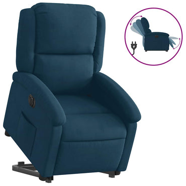 vidaXL Relaxsessel mit Aufstehhilfe Elektrisch Blau Samt