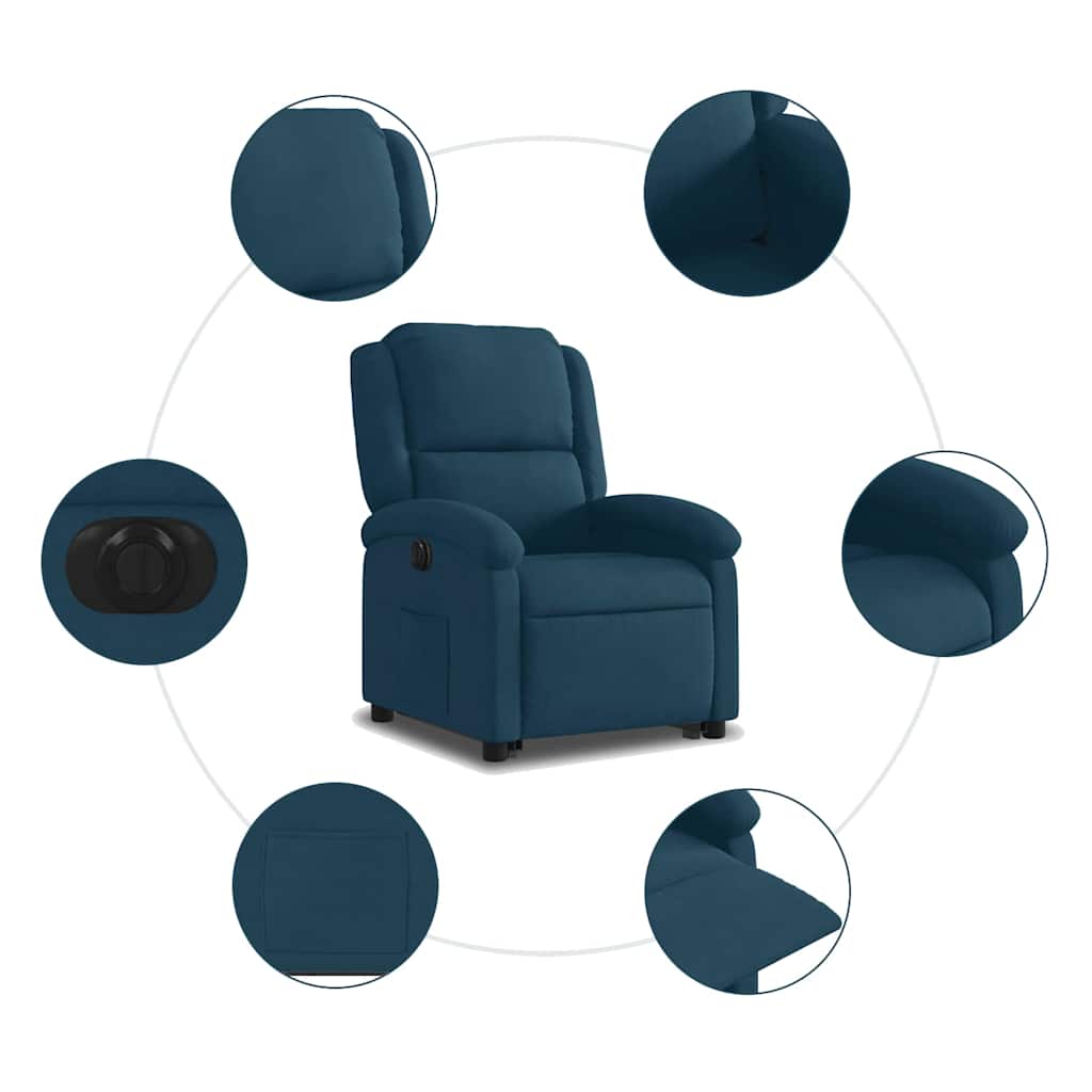 vidaXL Fauteuil de relaxation électrique avec fonction releveur Bleu Velours