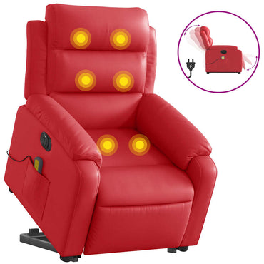 vidaXL Massagesessel mit Aufstehhilfe Elektrisch Rot Kunstleder