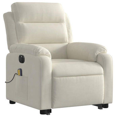vidaXL Massagesessel mit Aufstehhilfe Elektrisch Creme Samt