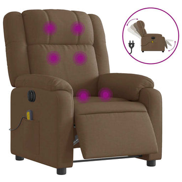 vidaXL Massagesessel Elektrisch Braun Stoff