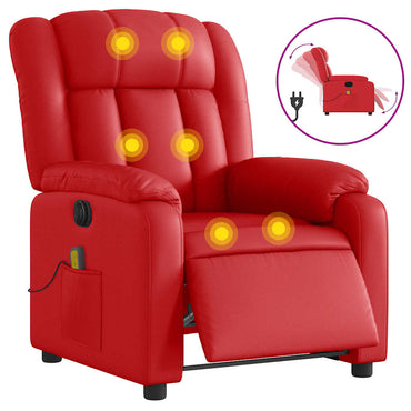 vidaXL Massagesessel Elektrisch Rot Kunstleder