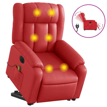 vidaXL Massagesessel mit Aufstehhilfe Elektrisch Rot Kunstleder