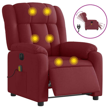 vidaXL Massagesessel Elektrisch Weinrot Stoff