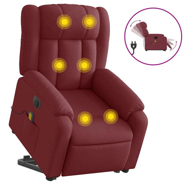 vidaXL Elektrischer Massagesessel mit Aufstehhilfe Weinrot Stoff