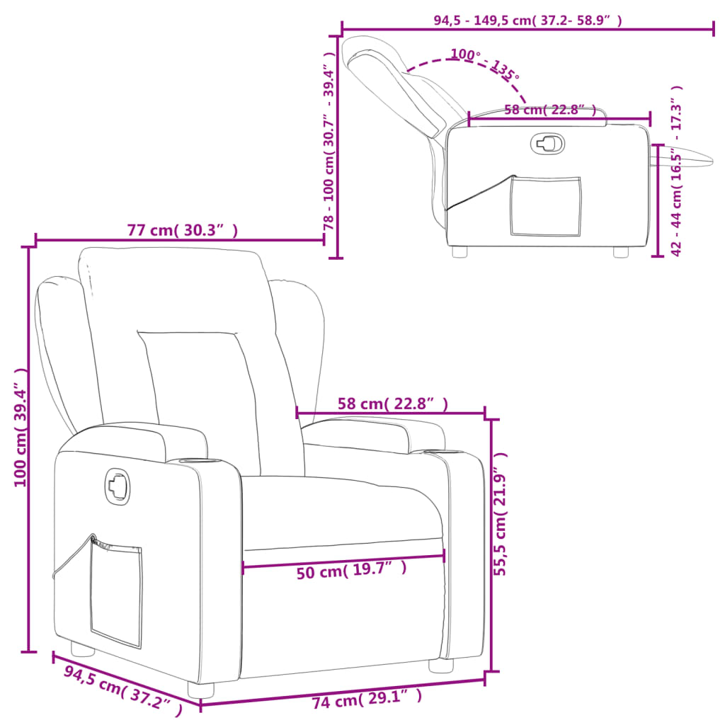 vidaXL Fauteuil relax Gris clair Tissu