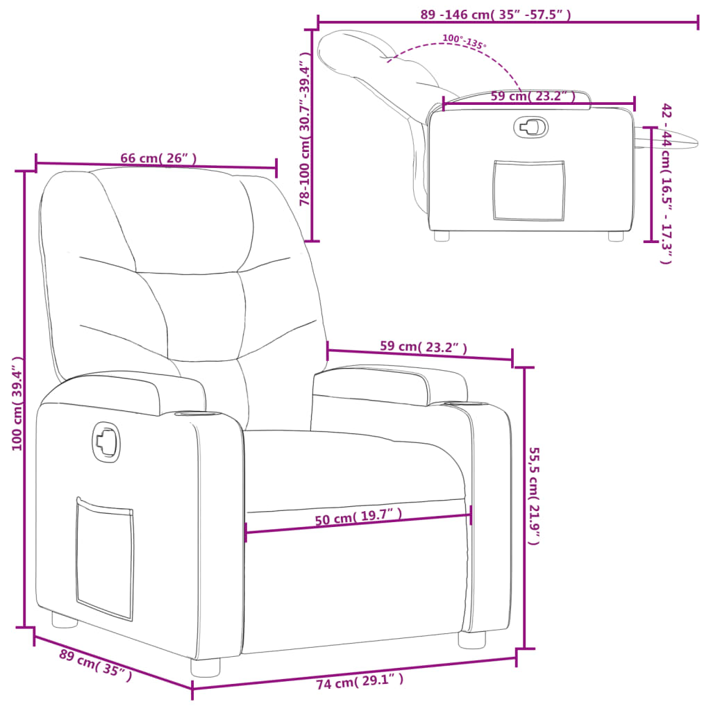 vidaXL Fauteuil de relaxation gris foncé en tissu