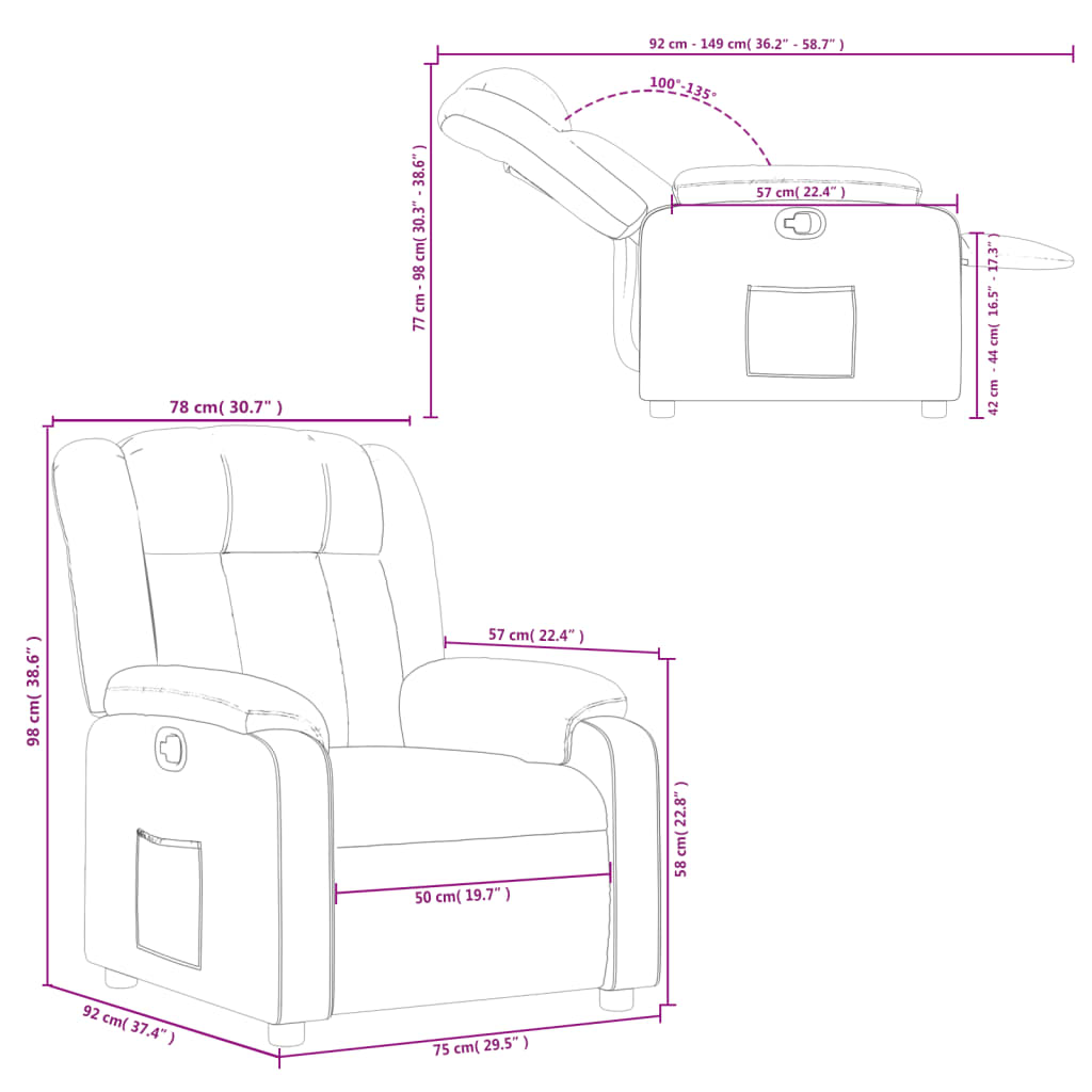 vidaXL Fauteuil relax crème tissu