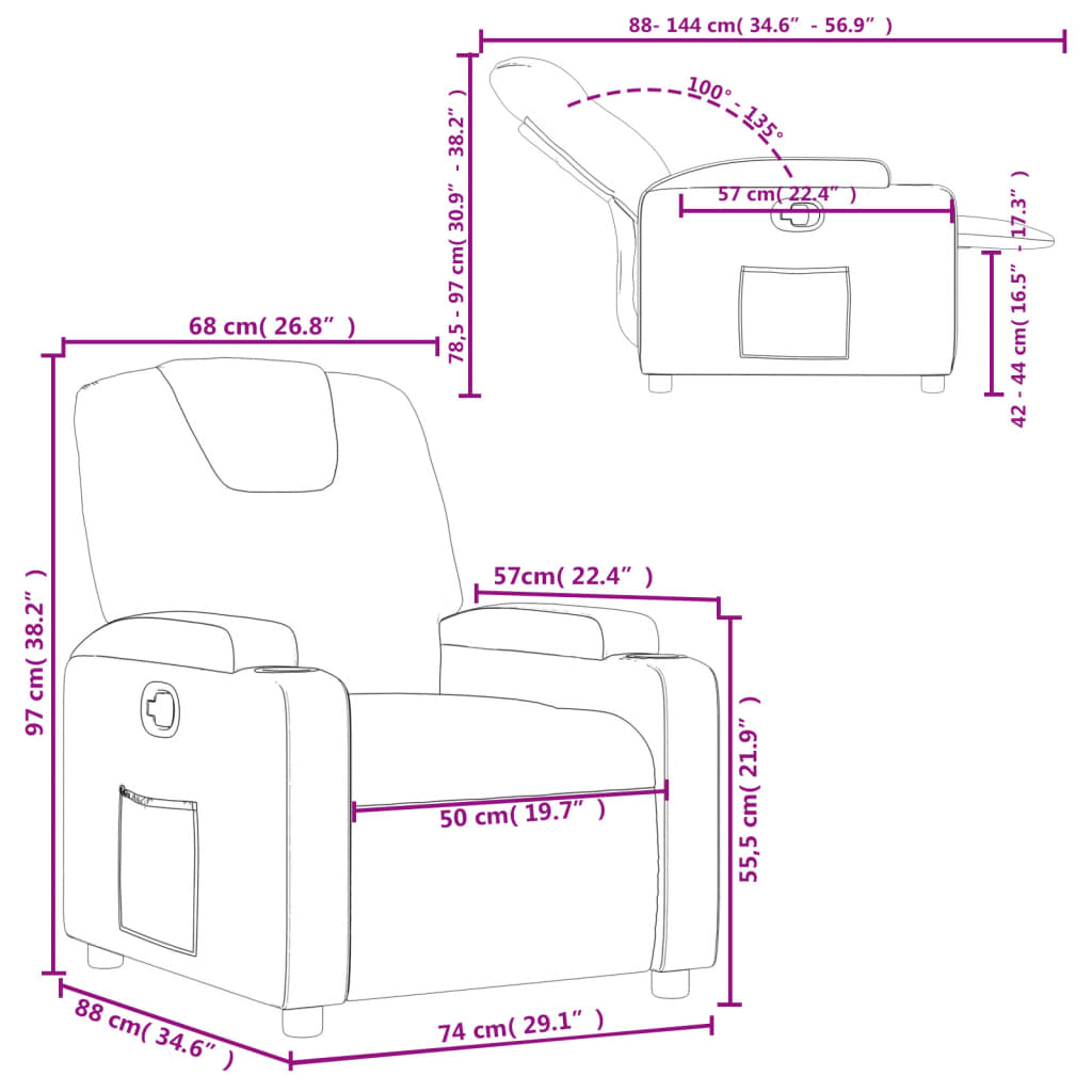 vidaXL Fauteuil relax crème similicuir