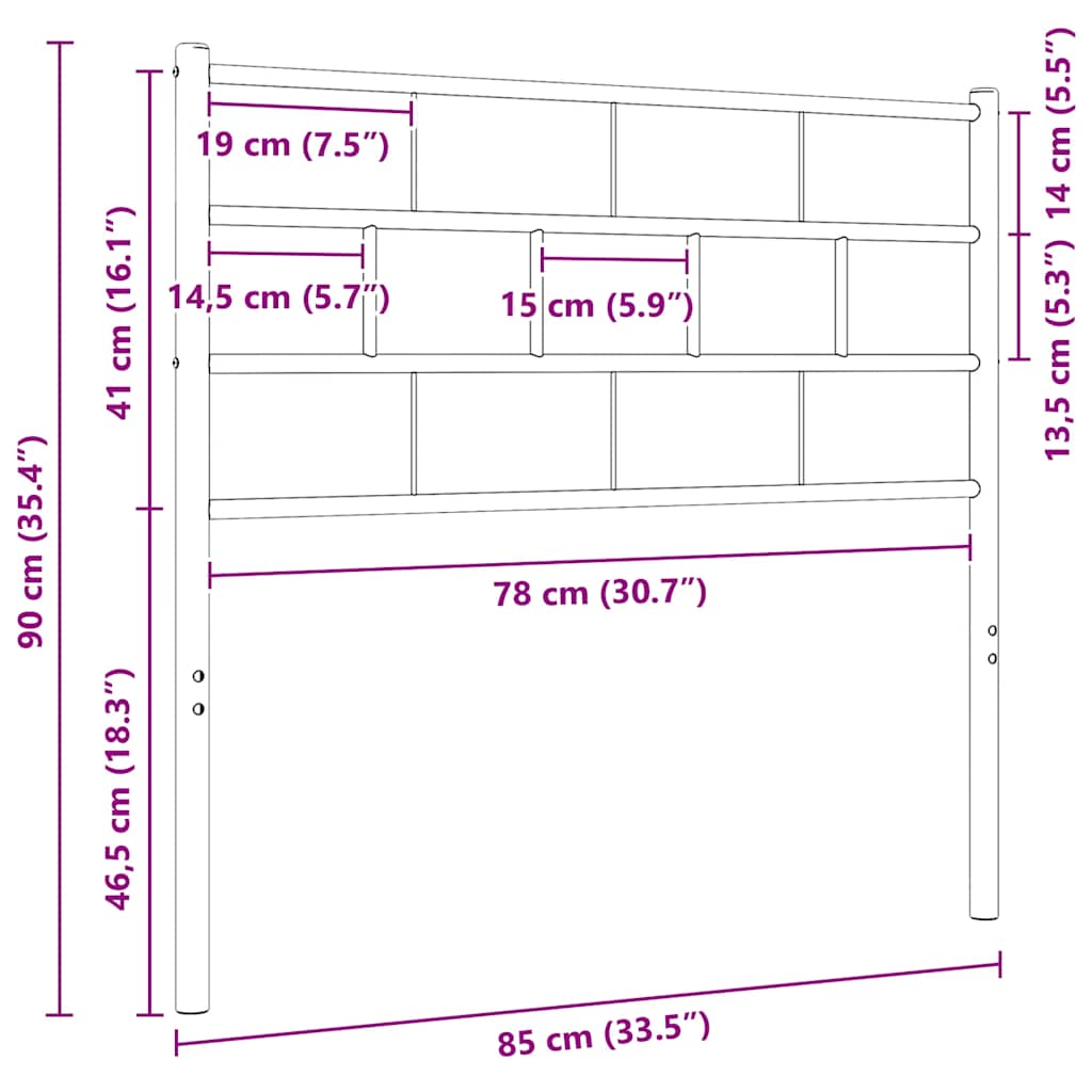 vidaXL Ersatz-Kopfteil Metall Schwarz 80 cm