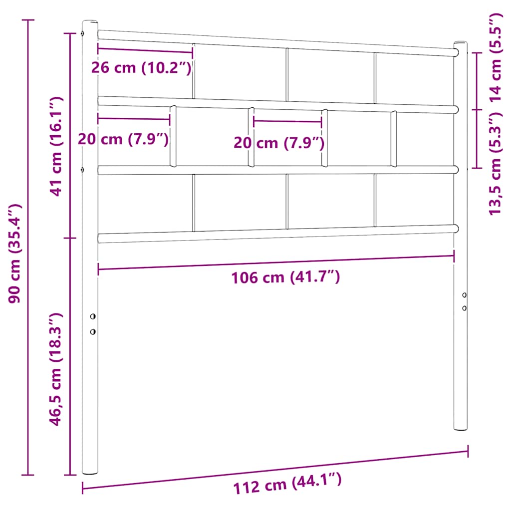 vidaXL Ersatz-Kopfteil Metall Schwarz 107 cm