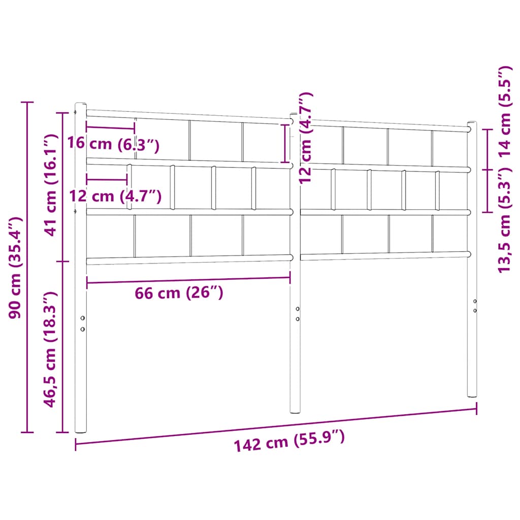 vidaXL Ersatz-Kopfteil Metall Schwarz 135 cm