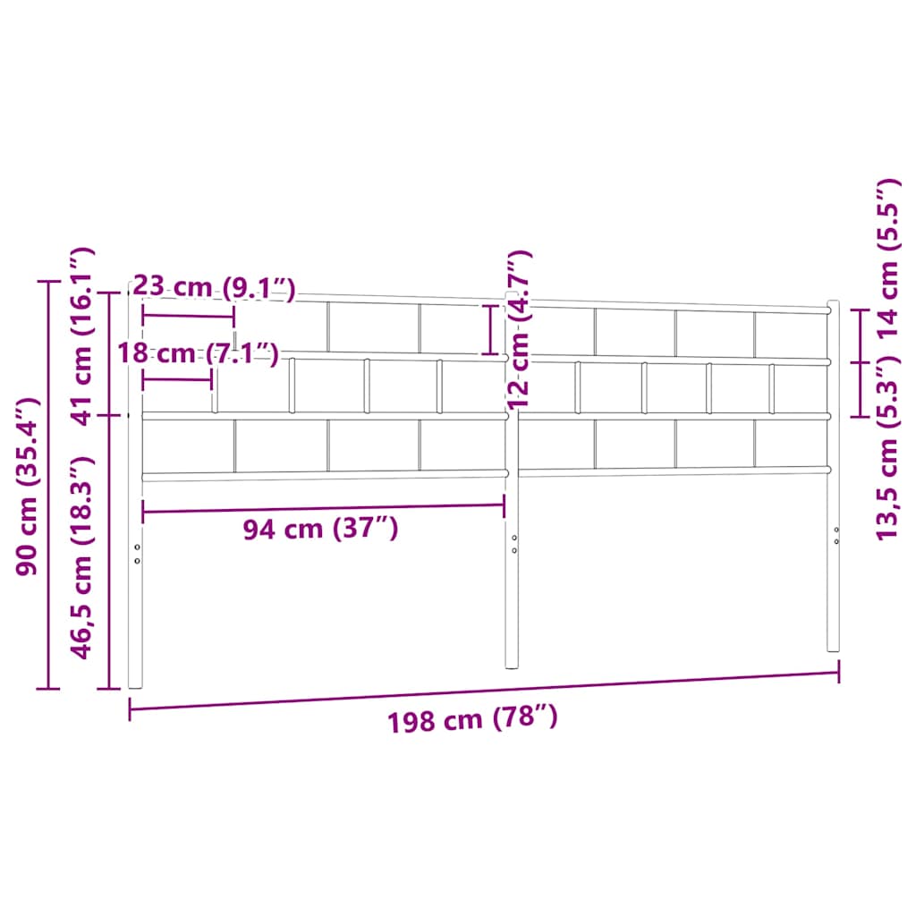 vidaXL Ersatz-Kopfteil Metall Schwarz 193 cm