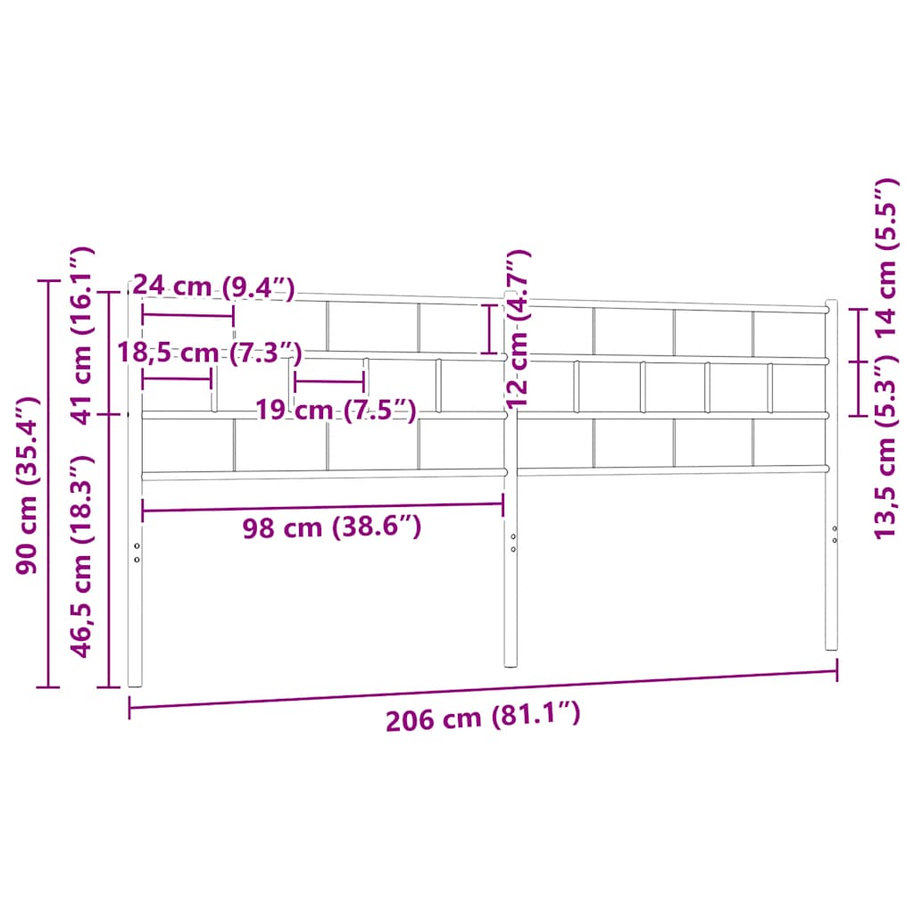 vidaXL Ersatz-Kopfteil Metall Schwarz 200 cm