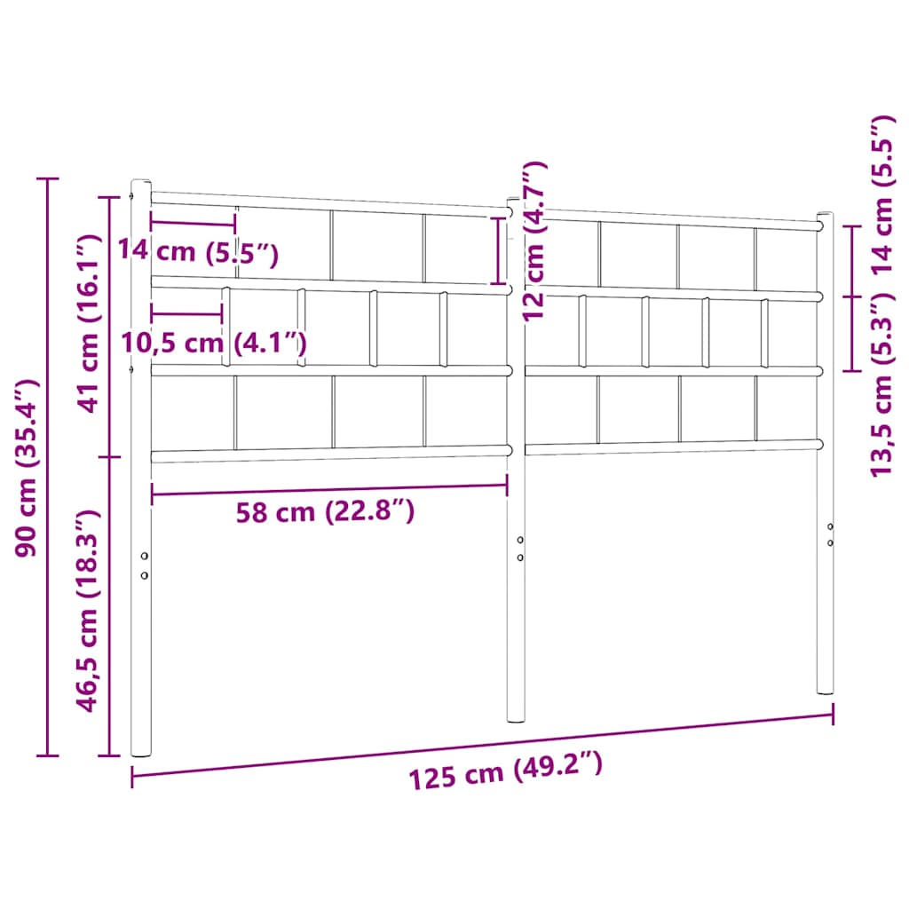vidaXL Ersatz-Kopfteil Metall Weiß 120 cm